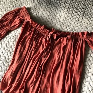 Coral off the shoulder blouse